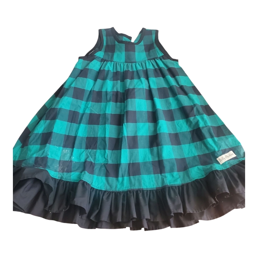 Nelly Madison Green and Black Plaid Dress with Ruffle Hem Play* Size 10